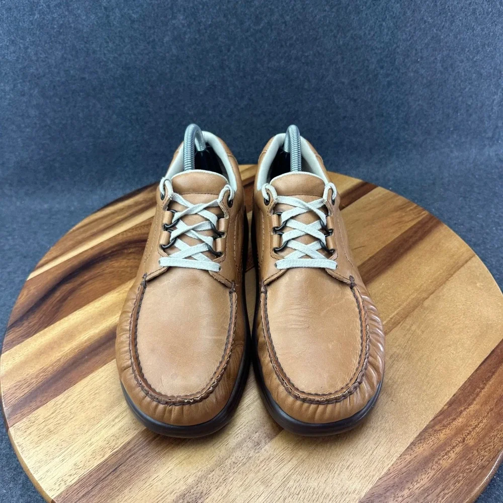 SAS Bout Time Men's Size 8.5M Brown Leather Lace Up Casual Loafers Comfort